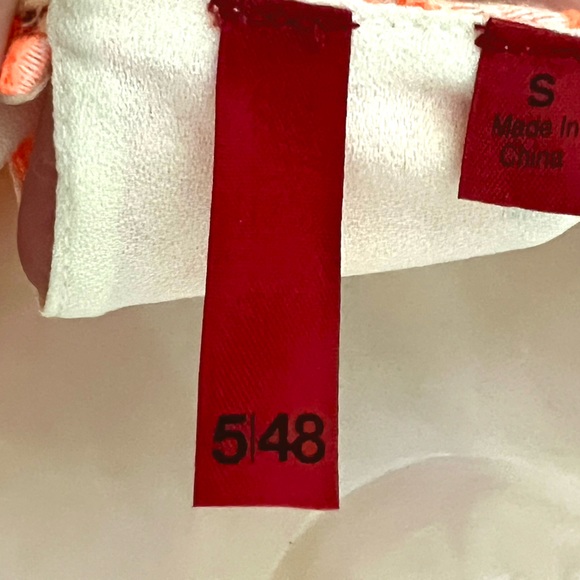 Saks Fifth Avenue 5/48 Orange Sleeveless Peplum Top Floral Eyelet Size Small - Picture 7 of 8